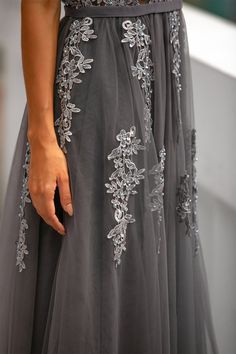 Grey Long Dress, Maxi Prom Dress, Evening Dresses Cocktail, Maxi Dress Prom, Applique Dress, Tulle Prom Dress, Handmade Dresses, Formal Party, Long Maxi