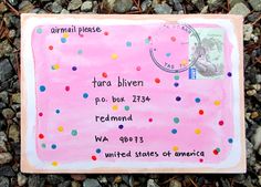 a pink postcard with the words tara bliven on it