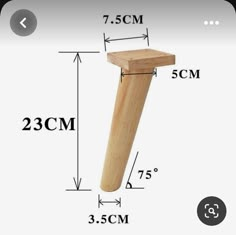 a wooden object is shown with measurements for the height and width, as well as how to measure it