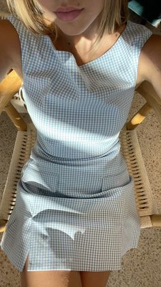 Spring dress. Gingham dress. Mini dress. Spring dress. Light blue dress. #designerdress #gingham #lightbluedress