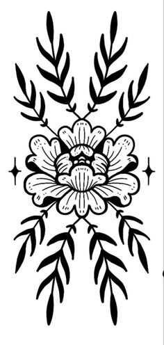 a black and white drawing of a flower