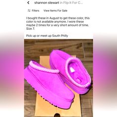 I Had Ordered This Last Year Early, I Maybe Wore These 2 Times Around My Home Not Outside, Just In My Yard. Very Brand New No Worn In Look, It’s Hard To Find This Color Now. This Are Also The Platform Ones. I Do Not No Longer Have The Box Though. Ugh Tasman Slippers, Ugh Tasman, Pink Non-slip Slippers For Vacation, Pink Non-slip Closed Toe Slippers, Pink Slip-on Slippers For Leisure, Pink Synthetic Slip-on Platform Slippers, Tasman Slippers, Pink Non-slip Comfortable Slippers, South Philly