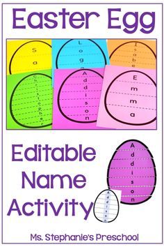 Easter Egg Editable Name Activity Tk Classroom, Writing Center Preschool, Name Activities Preschool, Easter Egg Activities, Name Activity, Easter Activities For Preschool, Easter Craft Activities, Easter Kindergarten, Preschool Craft Activities