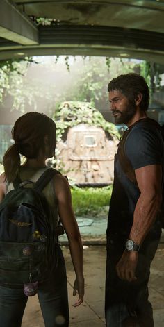 the last of us's characters are looking at each other