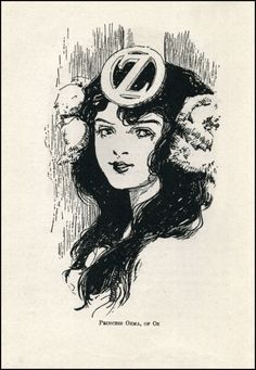 a drawing of a woman wearing a hat with the letter z on it's forehead