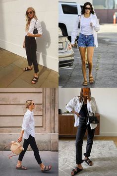 Look con la classica camicia bianca e i jeans e gli shorts Jeans And Birkenstocks Outfits, Arizona Birkenstock Outfit, Birkenstock Arizona Outfit, Birkenstocks Outfits, Birkenstock Outfit Summer, Birks Outfit, Birkenstock Styles, Birkenstock Style