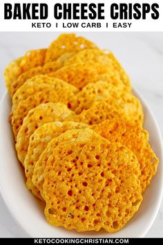 If you’re craving something crunchy to go with your favorite keto-friendly dips, you will love these Baked Cheese Crisp Crackers!  They're quick and easy to make, and they require only one ingredient…CHEESE! Crisps Recipe, Parmesan Cheese Crisps, Parmesan Chips, Parmesan Recipe, Parmesan Crisps, Cheese Chips, Cheese Crisps, Keto Cheese, Low Carb Diets