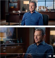 two pictures of a man sitting at a desk