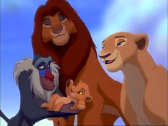 the lion king is surrounded by other animals