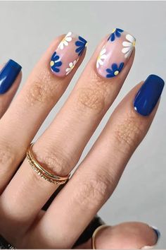 #ad #CommissionsEarned  Square Press on Nails Medium Fake Nails Blue Acrylic Glue on Nails with White and Blue Flower Designs False Nails Glossy Full Cover Nails Spring Artificial Nails for Women Girls 24 Pcs  #nailart #naildesigns #nailinspiration #nailsofinstagram #nailgoals #nailtrends #nailfashion #nailaddict #nailswag #naillove Summer Nails Blue, Music Nails, Nail Polish Art Designs, Nail Fall, Blue And White Nails, Fall Acrylic, Nails Autumn, Thanksgiving Nail Designs, Festive Nail Art