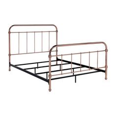 a metal bed frame with two posts and no headboard or foot board is shown