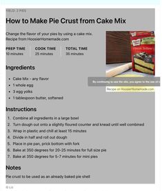 How To Make Pie, Whole Eggs, Egg Recipes, Cobbler, Pie Crust, Sweet Tooth, Dough, Pie, Cake