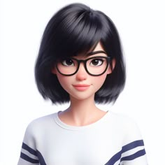 a doll wearing glasses and a striped shirt