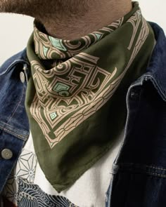 Bandana Around Neck, Neck Bandana, Japanese Symbols, Cowboy Bandana, 60s Men, Textiles Patterns, Head Bandana, Bandana Pattern, Kimono Style Jacket