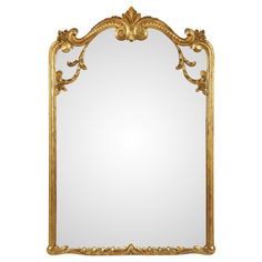 an ornate gold framed mirror against a white background