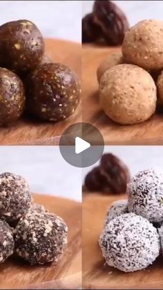 four pictures showing different types of chocolate balls