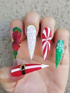 Gold Holiday Nails, Gold Holiday, Stiletto Nails Designs