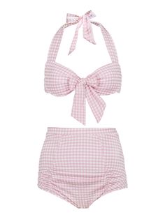 Lena Hoschek Bonnie Bikini bebe rose Summer Swimwear, Cute Bikinis, Moda Vintage, Mode Vintage, Character Outfits, Pink And White