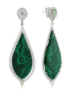 Luxury Multi-stone Teardrop Earrings, Luxury Teardrop Cabochon Jewelry, Luxury Teardrop Multi-stone Earrings, Luxury Green Multi-stone Earrings, Luxury Drop Multi-stone Jewelry, Luxury Green Sterling Silver Earrings, Luxury Sterling Silver Earrings With Gemstone Accents, Luxurious Green Sterling Silver Earrings, Luxury Green Earrings With Polished Finish