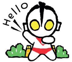 an image of a cartoon character with headphones in front of the words hello on it