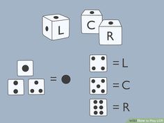 dices and cubes are shown with the letters l to person on them,