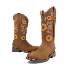 With a crazy leather and square toe, our Rodeo Sunflower Style for women is an excellent option to wear for The Rodeo or any western party. Leather outsole Leather lining Cow Leather Shaft Stitched sole Rodeo Boots, Western Party, Cowboy Western, Western Cowboy Boots, San Antonio Tx, Western Boots, Boot Shoes Women, Cow Leather, Rodeo