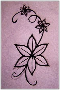 a drawing of a flower with swirls on it