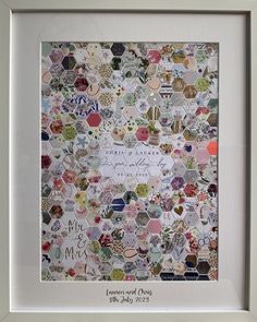 a white frame with a bunch of different items on it