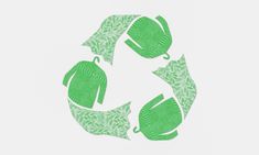 a green recycling symbol with leaves and umbrellas in the shape of a recycle