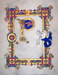 a drawing of an ornate frame with a dragon and letter f on it's side