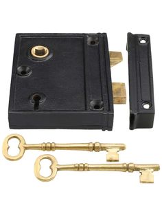 an image of two keyed alike locks with keys attached to the lock on each side