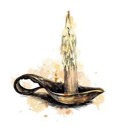 an artistic drawing of a candle on top of a banana