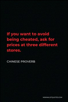 a black background with red text that reads if you want to avoid being cheap, ask for prices at three different stores