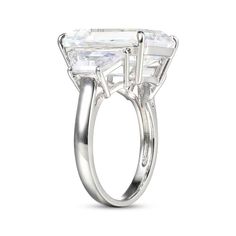 Emerald & Trapezoid-Cut White Lab-Created Sapphire Ring Sterling Silver | Kay