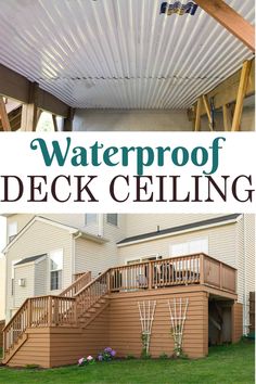 a deck cover with the words waterproof deck ceiling