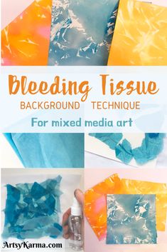 the instructions for how to make tissue paper art with colored papers and glue on it