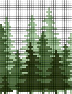 cross stitch christmas trees in green and white