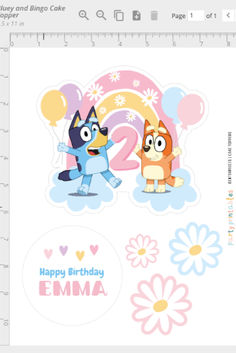 Bluey and Bingo Printable Cake Topper | Editable Age Bluey And Bingo Cake, Bingo Cake, Printable Cake Topper, Bluey And Bingo, Colorful Balloons, Party Stationery, Cute Ideas, Bingo Printable, Colourful Balloons