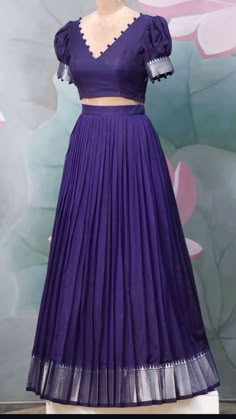 Women's outfit| simple and easy to maintain Long Gown From Saree, Dress From Saree Ideas Unique, Partywear Outfits For Women, Traditional Frocks For Women, Birthday Outfit Indian, Lehanga Designs Latest For Women, Simple Festival Outfit, Unique Wears, Langa Blouse