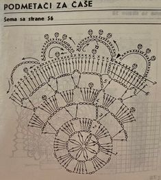 a crocheted doily is shown on top of a piece of paper that says podmetaci za case