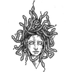 a drawing of a woman with snakes on her head