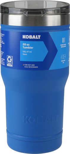 The Kobalt Tumblers are made with double-wall insulated, food grade stainless steel. The tumblers keep drinks hot and cold without the condensation. The slide lids are designed to prevent spills. Dish washer safe makes cleaning easy. Comes in 20oz and 30oz sizes. Available in Blue, Black, and Gray. Kobalt 20-fl oz Stainless Steel Insulated Tumbler- Blue | 410-068-0131 Paper Sleeves, Dish Washer, Black And Gray, Insulated Tumblers, Cold Drinks, Washer, Food Grade, Insulation, Water Bottles