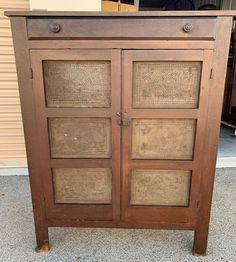 Primitive original North Carolina piesafe c1870 dark stain 12 punched out star tins three fixed shelves dovetail top drawer two board top old square nails mixed wood 41.5W18D52.5H shipping is not free, please read my store policy section before placing an order F09 Chimney Cabinet, Antique Pie Safe, Cubby Shelf, Punched Tin, Pie Safe, Dark Stain, Primitive Furniture, Handmade Wardrobe, Punch Out