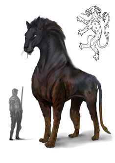 Chimera Concept Art, Questing Beast, Science Fiction Creatures, Griffin Mythical, Rpg Creatures, Mythical Creatures Fantasy, Beast Creature, Fantasy Horses, Fantasy Beasts