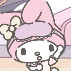 a hello kitty cartoon character with a pink hat