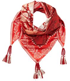 From JOHNNY WAS&#x2C; this scarf features:Square scarfSilkPrinted Tassles on cornersApprox. 44" L x 44" WHand wash onlyImported. Silk Square Scarf, Printed Silk, Johnny Was, Dillard's, Silk Scarves, Square Scarf, Silk Printing, Scarf Wrap, Scarf Accessory