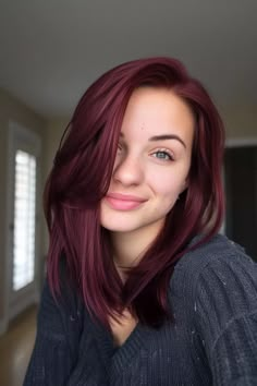 Take a look at our collection of 40+ gorgeous burgundy hair color ideas perfect for 2024. From the classic burgundy hair color on mid-length hair you see here to deep wine hues on short crops and vibrant cherry tones on long tresses, we've got something for every preference. Click the pin to see all the stunning shades now and follow us for more hair color and hairstyles inspo! Medium Cherry Red Hair, Short Deep Red Hair, Dark Hairstyles, Short Burgundy Hair