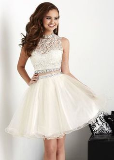 Dama Dresses, Cute Homecoming Dresses, Mini Homecoming Dresses, White Homecoming Dresses, Tulle Homecoming Dress, Corset Dress Prom, Prom Dresses Two Piece, Beaded Cocktail Dress