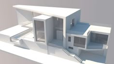 an architectural model of a house with stairs leading up to the upper floor and second story