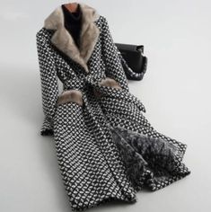 Wool Blends Coat Plaid Double Breasted · KoKo Fashion · Online Store Powered by Storenvy Long Fur Coat, Thermal Jacket, Womens Tweed, Fur Parka, Long Parka, Women Overcoat, Tweed Coat, Wool Blend Coat, Woolen Coat